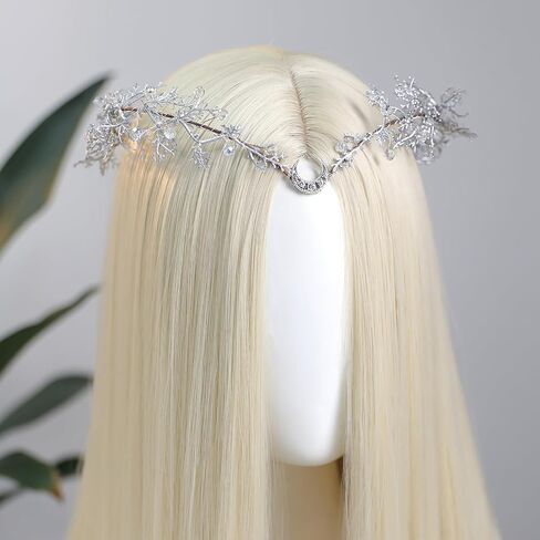 Mostory Woodland Flower Elf Crown - Floral Moon Headpiece for Forest Fairy Costume Women Renaissance Faire Fantasy Cosplay in Saudi Arabia