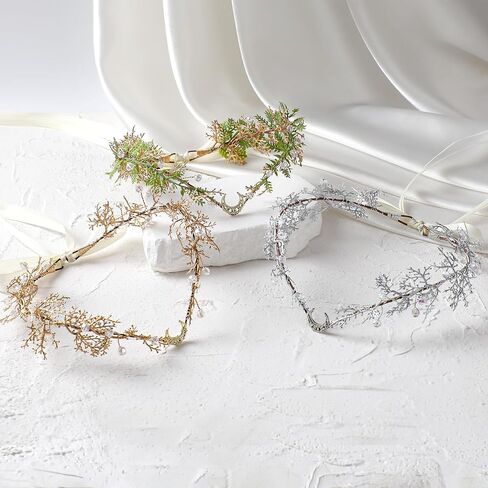 Mostory Woodland Flower Elf Crown - Floral Moon Headpiece for Forest Fairy Costume Women Renaissance Faire Fantasy Cosplay in Saudi Arabia