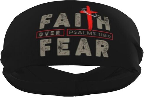 Jesus Christ Christian Faith Over Fear Sports Headbands for Men Women, Moisture Wicking Workout Headband, Sweatband for Running,Cycling,Football,Yoga, Black in Saudi Arabia