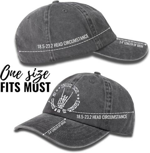 InnoBeta Skull Goth Elder Emo Cap for Men & Women, Adjustable Vintage Baseball Cap Washed Cotton Embroidered Hat, Elder Emo Gothic Skeleton Gifts for Birthday, Christmas Grey in Saudi Arabia