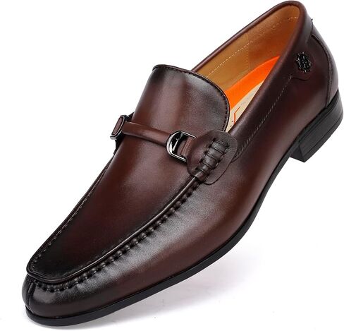 Mens Buckle Dress Shoes Loafers Classic Leather Business Dress Loafer Formal Slip On Penny Loafer Shoes in Saudi Arabia