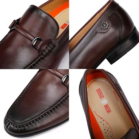 Mens Buckle Dress Shoes Loafers Classic Leather Business Dress Loafer Formal Slip On Penny Loafer Shoes in Saudi Arabia