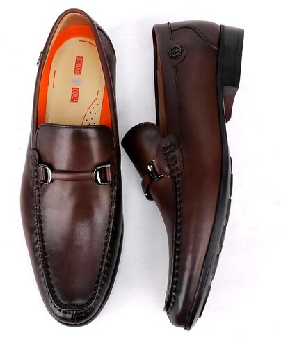 Mens Buckle Dress Shoes Loafers Classic Leather Business Dress Loafer Formal Slip On Penny Loafer Shoes in Saudi Arabia
