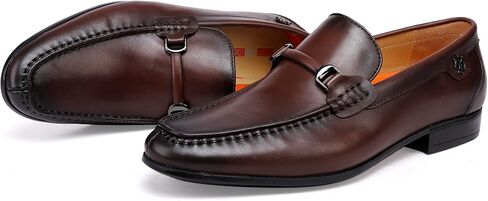 Mens Buckle Dress Shoes Loafers Classic Leather Business Dress Loafer Formal Slip On Penny Loafer Shoes in Saudi Arabia