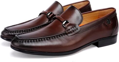 Mens Buckle Dress Shoes Loafers Classic Leather Business Dress Loafer Formal Slip On Penny Loafer Shoes in Saudi Arabia