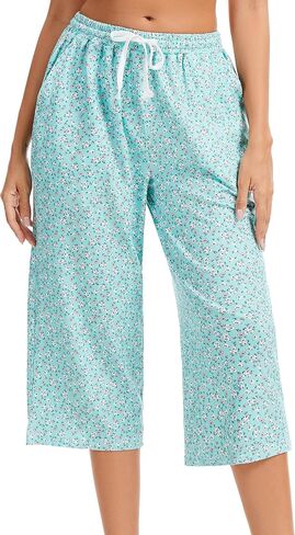 Women Pajama Pants Capri Cotton Sleep Lounge Pj Bottoms with Pockets in Kuwait