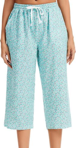 Women Pajama Pants Capri Cotton Sleep Lounge Pj Bottoms with Pockets in Kuwait