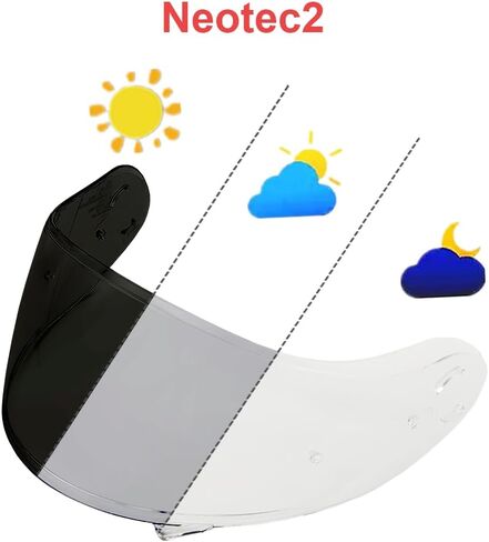 CNS-3 Helment Visor for Neotec 2 ، CNS-3 UV Protection Roybroof Potorbroof Protecy Pucked Shield for Neotec 2 (Photochromic Clear/Deep Black) in Kuwait