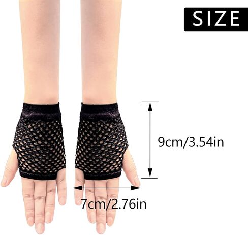 Short Fishnet Gloves for Women Fingerless Mesh Fishing Net Gloves 80s Fish Net Arm Sleeves Halloween Party Cosplay Costume in Saudi Arabia