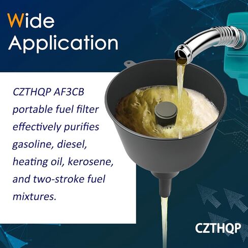 AF3CB Fuel Funnel for Automobile, Portable Gas Filter for Car, Refuel Oil Water Separator with Filter Screen, Gasoline Sand Strainer Port for Boat Motorcycle Excavator Tractor in Kuwait