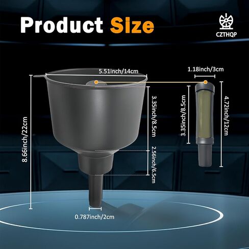 AF3CB Fuel Funnel for Automobile, Portable Gas Filter for Car, Refuel Oil Water Separator with Filter Screen, Gasoline Sand Strainer Port for Boat Motorcycle Excavator Tractor in Kuwait