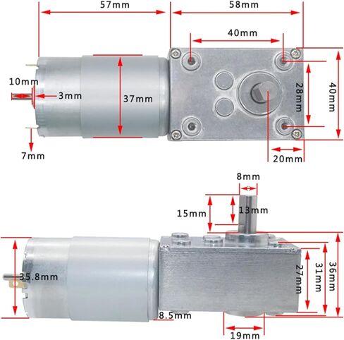 DC GEAR MOTOR 5840-555 ، 12V-24V ، 470-7RPM السرعة القابلة للتعديل ، عزم الدوران 100 كجم. in Kuwait