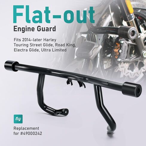 MoKitDora Flat-Out Engine Guard 1.25" Highway Crash Bar for Harley 2014-up Touring Street Electra Glide Special Road King FLHT FLHXS FLHX FLHRXS, Gloss Black in Saudi Arabia