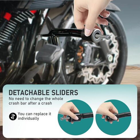 MoKitDora Flat-Out Engine Guard 1.25" Highway Crash Bar for Harley 2014-up Touring Street Electra Glide Special Road King FLHT FLHXS FLHX FLHRXS, Gloss Black in Saudi Arabia