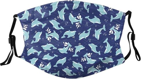 Cute Dolphins Wave Face Mask Adult Washable Reusable Pleated Anti Dust Mask with 2 Filter for Women Men Decorative in Saudi Arabia
