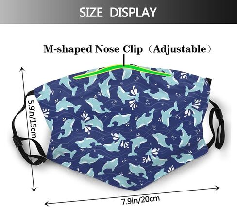 Cute Dolphins Wave Face Mask Adult Washable Reusable Pleated Anti Dust Mask with 2 Filter for Women Men Decorative in Saudi Arabia