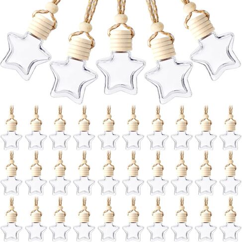 BBTO 50 Pcs Hanging Car Air Freshener Car Diffuser Bottles Empty Glass Perfume Bottle Freshener Diffuser Bottle Pendant for Essential Oil Fragrance Aromatherapy Bottle Ornament (Cylinder) in Saudi Arabia