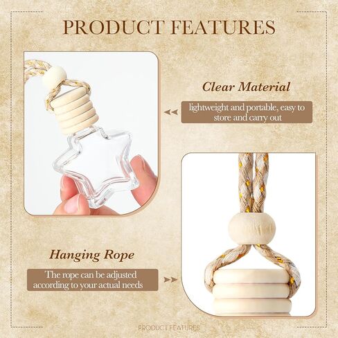 BBTO 50 Pcs Hanging Car Air Freshener Car Diffuser Bottles Empty Glass Perfume Bottle Freshener Diffuser Bottle Pendant for Essential Oil Fragrance Aromatherapy Bottle Ornament (Cylinder) in Saudi Arabia