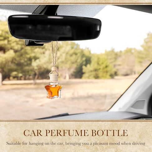 BBTO 50 Pcs Hanging Car Air Freshener Car Diffuser Bottles Empty Glass Perfume Bottle Freshener Diffuser Bottle Pendant for Essential Oil Fragrance Aromatherapy Bottle Ornament (Cylinder) in Saudi Arabia