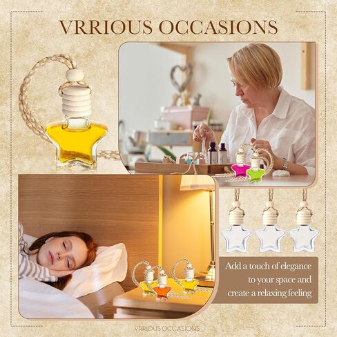 BBTO 50 Pcs Hanging Car Air Freshener Car Diffuser Bottles Empty Glass Perfume Bottle Freshener Diffuser Bottle Pendant for Essential Oil Fragrance Aromatherapy Bottle Ornament (Cylinder) in Saudi Arabia