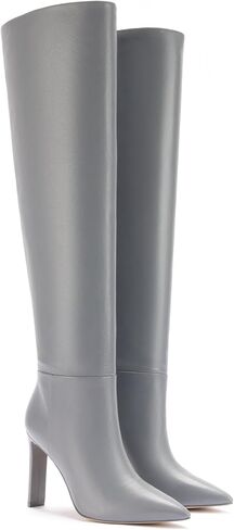 Larroudé x Jennifer Fisher Boot In Cement Grey Leather in Saudi Arabia