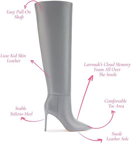 Larroudé x Jennifer Fisher Boot In Cement Grey Leather in Saudi Arabia