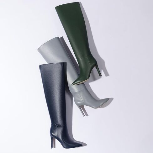 Larroudé x Jennifer Fisher Boot In Cement Grey Leather in Saudi Arabia