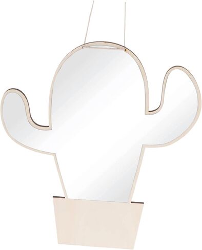 Cactus Shape Wooden Mirror Safe Decorative Nursery Mirror for Decor Easy to Install Shiny Finish for Bedroom Khaki Color in Saudi Arabia