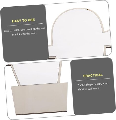 Cactus Shape Wooden Mirror Safe Decorative Nursery Mirror for Decor Easy to Install Shiny Finish for Bedroom Khaki Color in Saudi Arabia