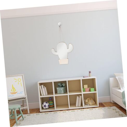 Cactus Shape Wooden Mirror Safe Decorative Nursery Mirror for Decor Easy to Install Shiny Finish for Bedroom Khaki Color in Saudi Arabia