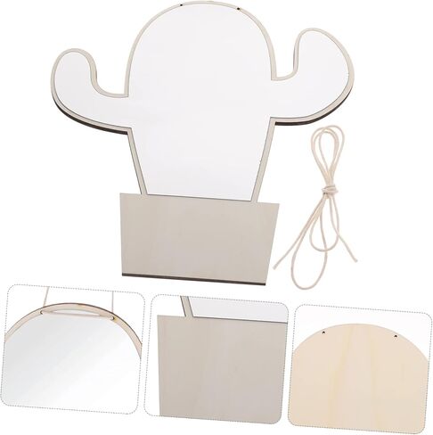 Cactus Shape Wooden Mirror Safe Decorative Nursery Mirror for Decor Easy to Install Shiny Finish for Bedroom Khaki Color in Saudi Arabia