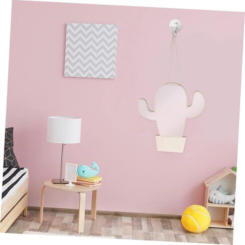 Cactus Shape Wooden Mirror Safe Decorative Nursery Mirror for Decor Easy to Install Shiny Finish for Bedroom Khaki Color in Saudi Arabia