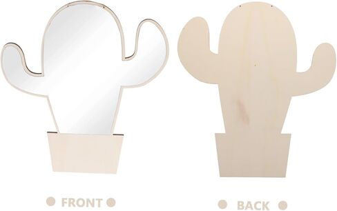 Cactus Shape Wooden Mirror Safe Decorative Nursery Mirror for Decor Easy to Install Shiny Finish for Bedroom Khaki Color in Saudi Arabia