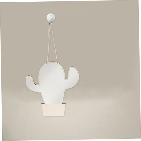 Cactus Shape Wooden Mirror Safe Decorative Nursery Mirror for Decor Easy to Install Shiny Finish for Bedroom Khaki Color in Saudi Arabia