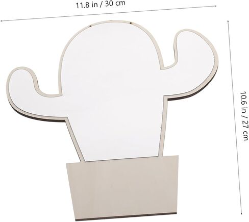 Cactus Shape Wooden Mirror Safe Decorative Nursery Mirror for Decor Easy to Install Shiny Finish for Bedroom Khaki Color in Saudi Arabia