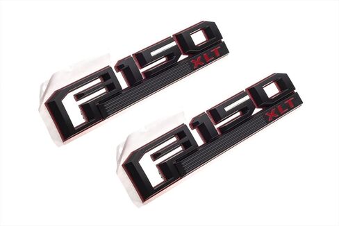 2015-2016 Ford F-150 XLT Red & Black Fender Emblem Nameplates Right Left Set OEM in Saudi Arabia