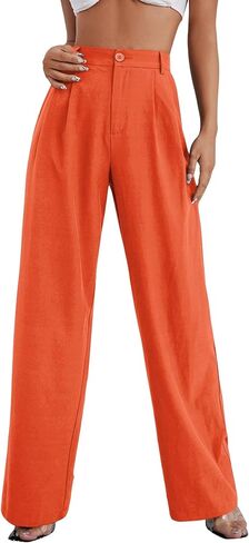 SweatyRocks Women's Casual Wide Leg High Waisted Button Down Straight Long Trousers Pants Pastel Blue XL in Saudi Arabia