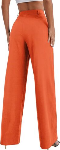 SweatyRocks Women's Casual Wide Leg High Waisted Button Down Straight Long Trousers Pants Pastel Blue XL in Saudi Arabia