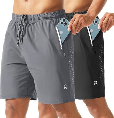 Men's Workout Athletic Shorts 2 Pack 7 Inch Inseam Lightweight Quick Dry Running Shorts Hiking Gym Basketball Shorts in Saudi Arabia