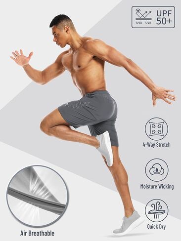 Men's Workout Athletic Shorts 2 Pack 7 Inch Inseam Lightweight Quick Dry Running Shorts Hiking Gym Basketball Shorts in Saudi Arabia