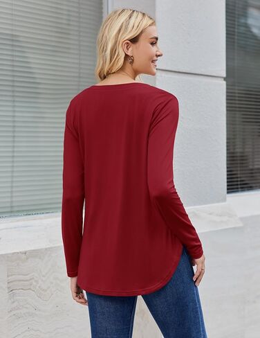 Zeagoo Long Sleeve Tops for Women Casual V Neck Shirt Loose Fall Basic Tee Dressy Work Blouses 2025 in Saudi Arabia
