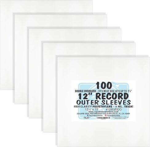 (25) 12" Double Oversize Record Outer Sleeves - Fits Most Box Sets up to 1.25" - Archival Quality Virgin Heavy Duty 3mil Thick Polyethylene #12SE03DO in Saudi Arabia