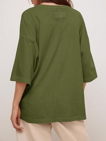 Tankaneo Womens كبير الحجم نصف الأكمام Tshirts الصيف الطاقم العاديين رقبة تونك قمم فضفاضة الملاءمة المحملات الأساسية in Saudi Arabia