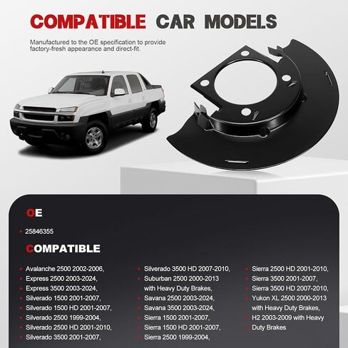Front Driver and Passenger Side Brake Dust Shield for Express 2500 3500 2003-2024, Silverado 1500 2500 3500 2001-2007 Replace 25846355 in Saudi Arabia