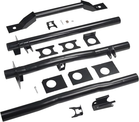 Black Steel الخلفية الخلفية الصدمة العليا Mount Crossmember طقم دعم توافق مع Chevy Silverado & GMC Sierra Bracket Kit 1500 2500 1999-2006 in Kuwait