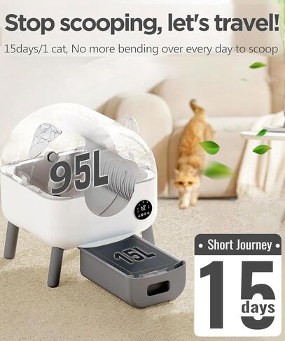 Self-Cleaning Cat Litter Box 80 Count Drawstring Cat Litter Box Liners 26" x 13", Automatic Cat Litter Box Self Cleaning, Large Smart Cat Litter Box Liners（4 Packs/80 Counts） in Kuwait