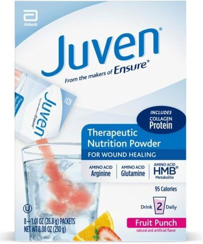 Juven Therapeutic Nutrition Drink Powder Including Collagen Peptides, Amino Acids, and HMB for Wound Healing Support, Fruit Punch, 8 Packets in Saudi Arabia