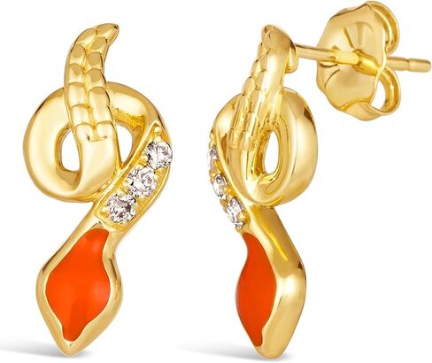 Le Vian 1/10 قيراط من الماس والبرتقالي الأقراط الأفعى للنساء في أقراط الذهب الأصفر 14K (CTTW). in Saudi Arabia