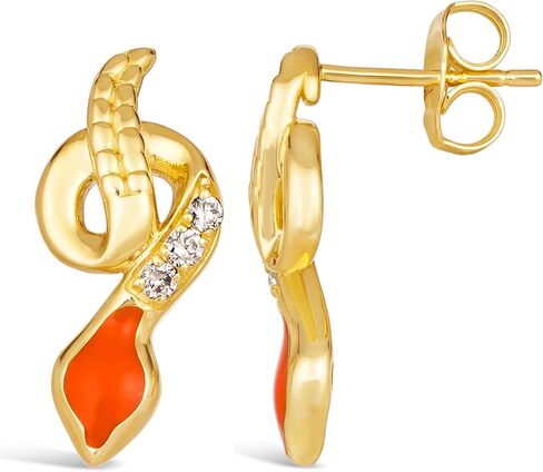 Le Vian 1/10 قيراط من الماس والبرتقالي الأقراط الأفعى للنساء في أقراط الذهب الأصفر 14K (CTTW). in Saudi Arabia