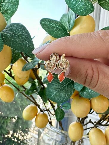 Le Vian 1/10 قيراط من الماس والبرتقالي الأقراط الأفعى للنساء في أقراط الذهب الأصفر 14K (CTTW). in Saudi Arabia